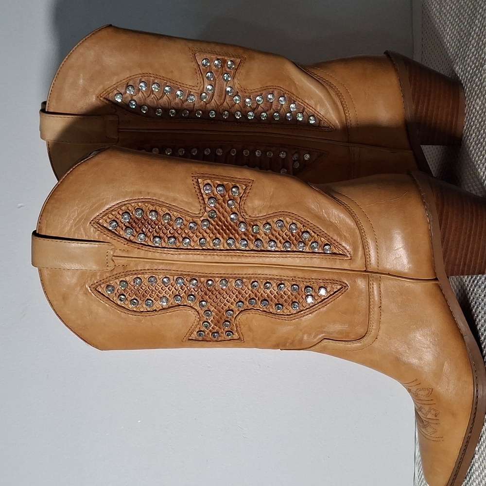 Zigi New York Tan Western Leather Boots Size 8M NWT